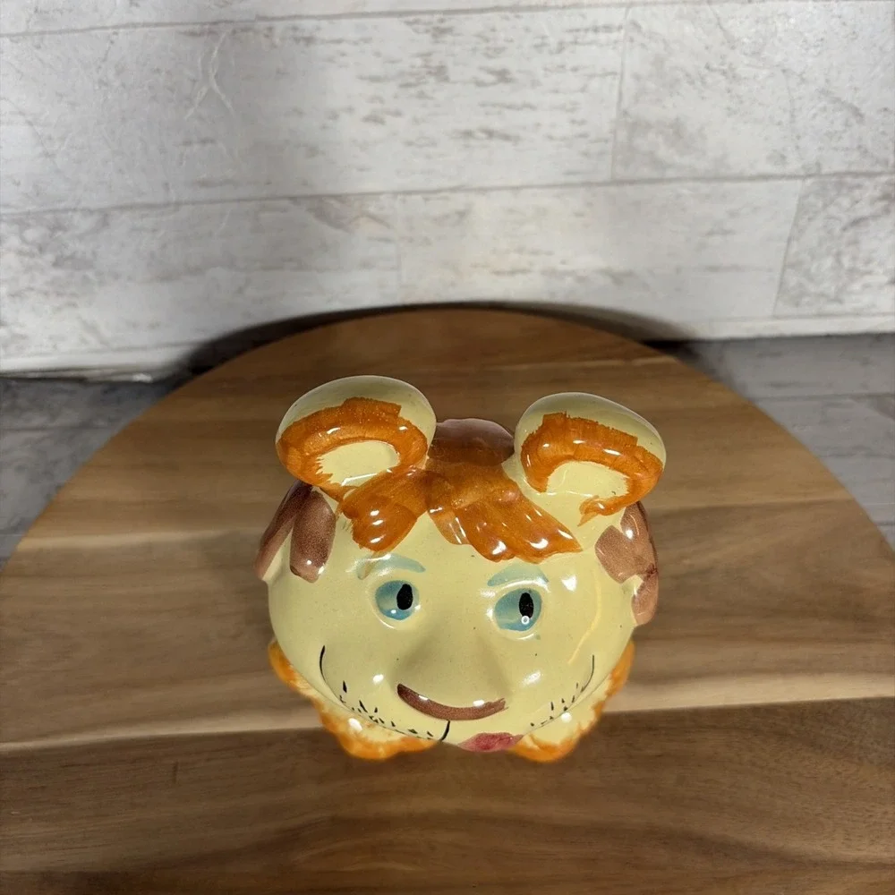 Vintage Italian Ceramic Lion Piggy Bank Mid Century Pottery Made In Italy 72/4